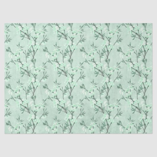 Papier Mousseline Shabby Floral Mint Series Design 7 (Recto)
