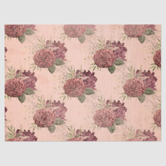Papier Mousseline Shabby Floral Peach Series Design 11 (Recto)