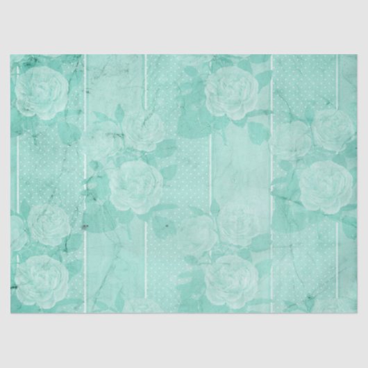 Papier Mousseline Shabby Floral Turquoise Series Design 1 (Recto)
