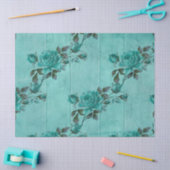 Papier Mousseline Shabby Floral Turquoise Series Design 2 (Artisanat)