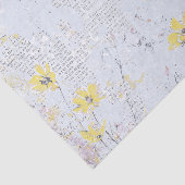 Papier Mousseline Shabby Jaune Fleur sauvage Daisy Blue Texte Collag (Détail)