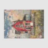 PAPIER MOUSSELINE SHABBY RED RUSTIC HOUSE DÉCOUPAGE MÉDIA (Recto)