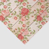 Papier Mousseline Shabby Rose rustique en lattes de bois (Détail)
