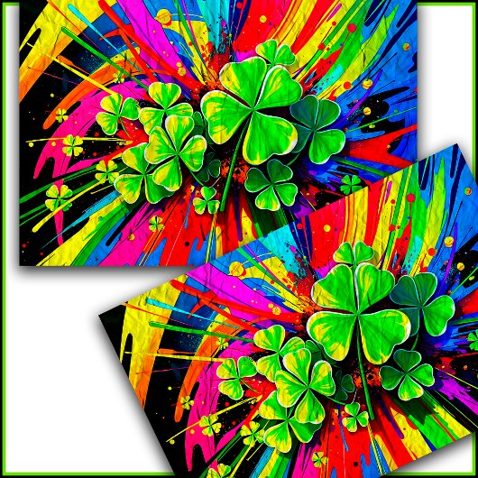 Papier Mousseline [Shamrock Splash] Arc-en-ciel Couleurs Paint Splat