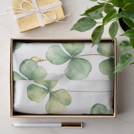 Papier Mousseline Shamrocks avec perles d'or (Cadeau)