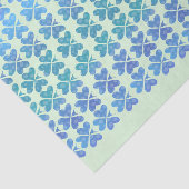 Papier Mousseline Shamrocks irlandais bleus sur vert clair (Détail)