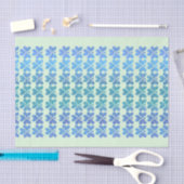 Papier Mousseline Shamrocks irlandais bleus sur vert clair (Artisanat)