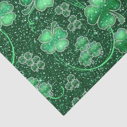 Papier Mousseline Shamrocks scintillants et torsades ID289 (Détail)