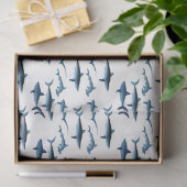 Papier Mousseline Shark Coastal Theme Blue Decoupage Tissue Paper (Cadeau)