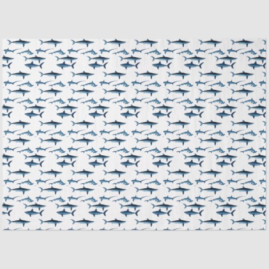 Papier Mousseline Shark Coastal Theme Blue Decoupage Tissue Paper (Recto)