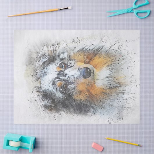Papier Mousseline Sheltie - Shetland Sheepdog Découpage (Artisanat)