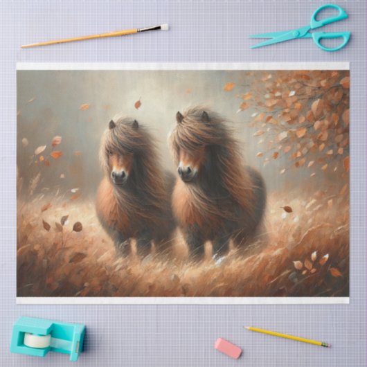 Papier Mousseline Shetland Pony Découpage d'automne (Artisanat)