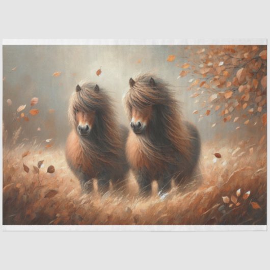 Papier Mousseline Shetland Pony Découpage d'automne (Recto)