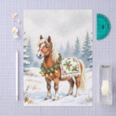 Papier Mousseline Shetland Pony et Holly Christmas (Artisanat)