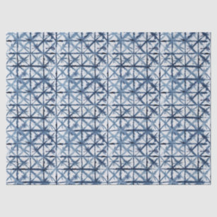 Papier Mousseline Shibori Asian X Motif bleu et blanc