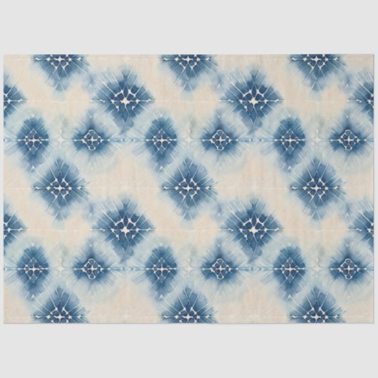 Papier Mousseline Shibori Blue Japanese Textile Art No 11 (Recto)
