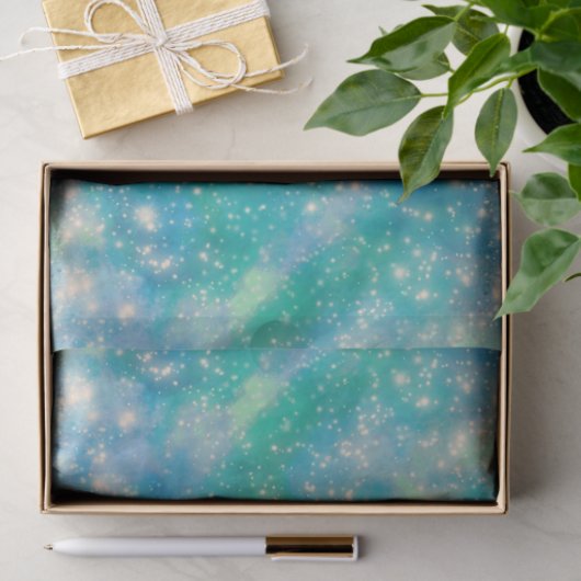 Papier Mousseline Shimmer Galaxy bleu vert (Cadeau)