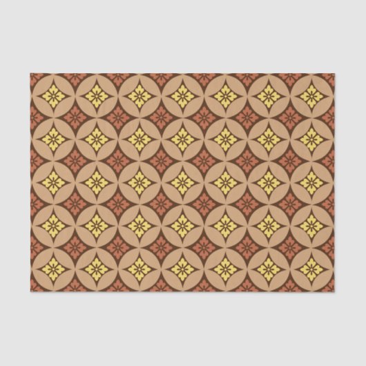 Papier Mousseline Shippo avec Motif Fleur, Brown et Jaune Doré (Recto)