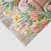 Papier Mousseline Siamese Bunny Cute Easter Cat with Tulips  (Détail)