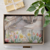 Papier Mousseline Siamese Bunny Cute Easter Cat with Tulips  (Cadeau)