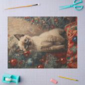 Papier Mousseline Siamese Kitten Noël Chat Vintage Découpage (Artisanat)