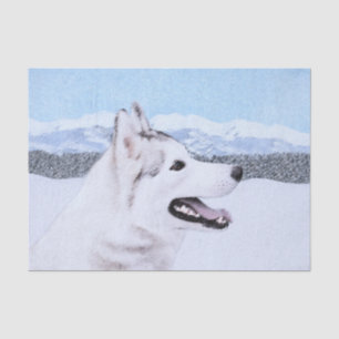 Papier Mousseline Sibérie Husky (argent et blanc) Peinture Chien Art