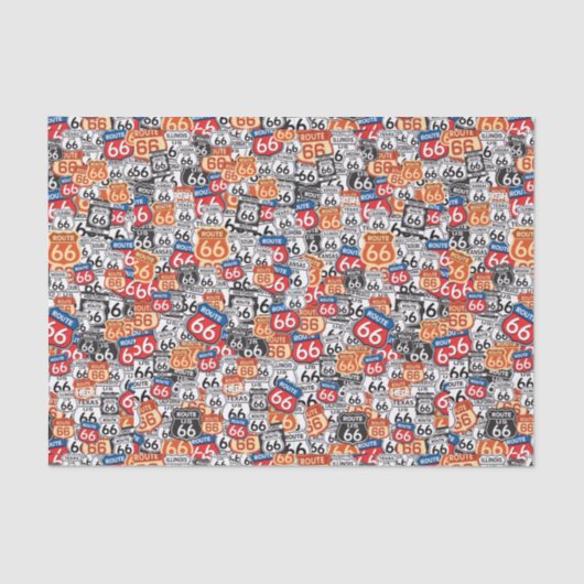 Papier Mousseline Signaux routiers de la route 66 (Recto)