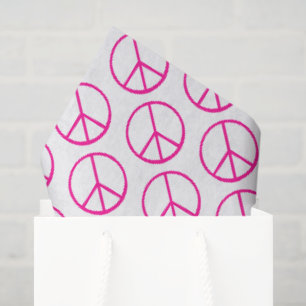 Papier Mousseline Signe de Paix Rose Groovy Coloré Amusant