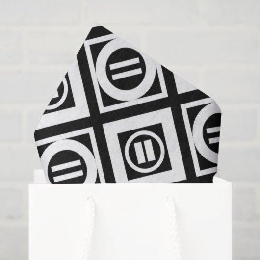 Papier Mousseline SIGNE ÉGAL BLANC Motif géométrique en noir (Sac cadeau)