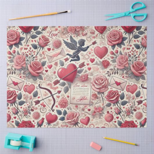 Papier Mousseline Signed with a Rose (Artisanat)