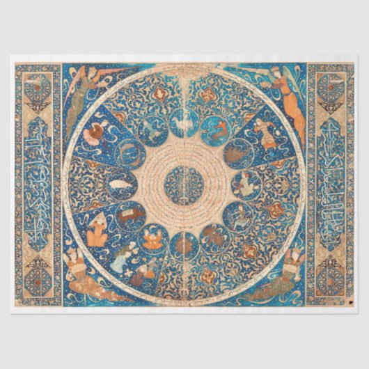 Papier Mousseline Signes zodiaques Carte céleste Vintage Découpage (Recto)