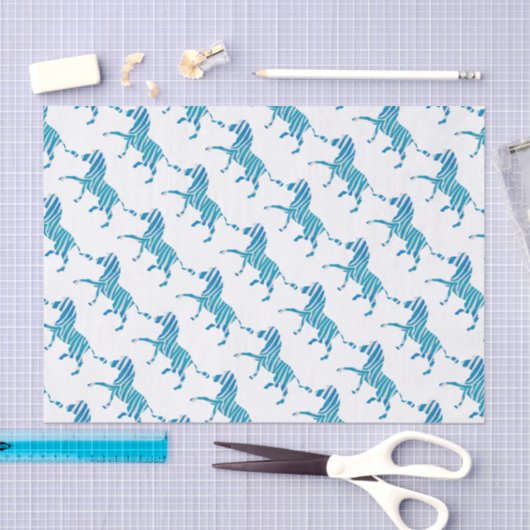 Papier Mousseline Silhouette bleue et blanche Zebra (Artisanat)