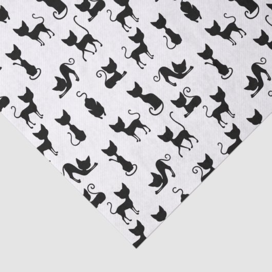 Papier Mousseline Silhouette de chat noir et blanc (Détail)