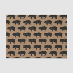 Papier Mousseline Silhouette de porc de ferme vintage couleur marron