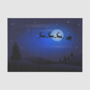 Papier Mousseline Silhouette de Sleigh de Père Noël dans le clair de
