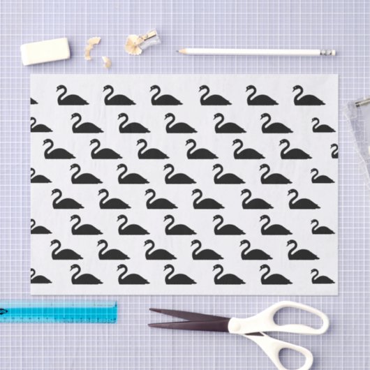 Papier Mousseline Silhouette du cygne noir | (Artisanat)