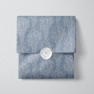 Papier Mousseline Silhouette Florale Jetée Délicate Bleu Délavé
