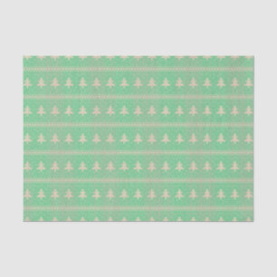 Papier Mousseline Silhouette Holiday Trees Motif Mint Green