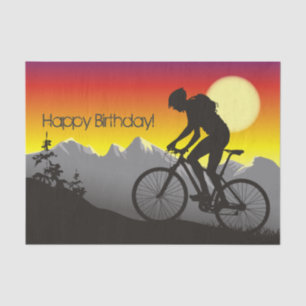 Papier Mousseline Silhouette Mountain Bike Joyeux anniversaire
