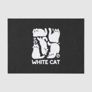 Papier Mousseline Silhouettes de chaton blanc - Design Feline mignon