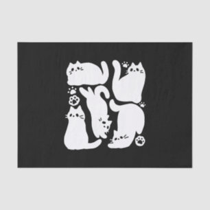 Papier Mousseline Silhouettes de chaton blanc - Design Feline mignon