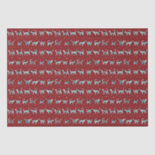 Papier Mousseline Silhouettes de chats Turquoises mignons en chapeau
