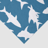 Papier Mousseline Silhouettes de requin blanc et bleu d'océan (Détail)