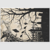 Papier Mousseline Silhouettes sorcières et cimetières éffrayantes (Recto)