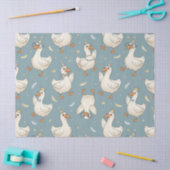 Papier Mousseline Silly Goose Party – Blue Background with Feathers (Artisanat)