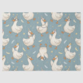 Papier Mousseline Silly Goose Party – Blue Background with Feathers (Recto)