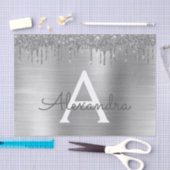 Papier Mousseline Silver Glitter Brushed metal Monogram (Artisanat)