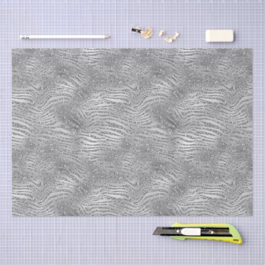 Papier Mousseline Silver Glitz Zebra Print (Artisanat)