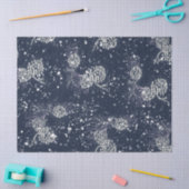 Papier Mousseline Silver Pinecones Neige Marine Blue Holiday (Artisanat)