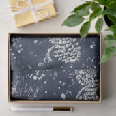 Papier Mousseline Silver Pinecones Neige Marine Blue Holiday (Cadeau)
